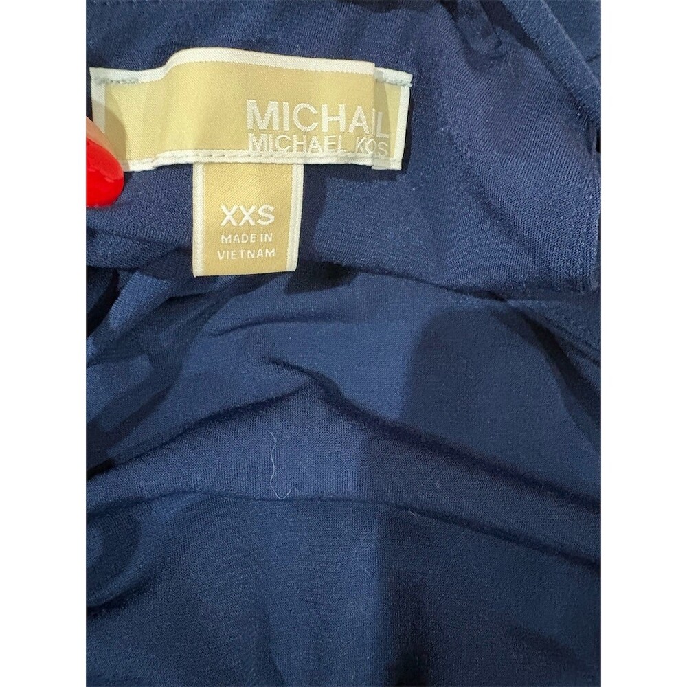 Michael Kors Shorts Romper Womens 2XS Navy Blue Sleeveless Tie Waist Pockets - Picture 7 of 9